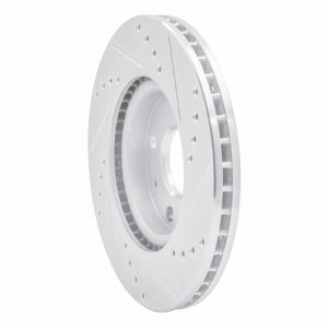 Dodge ATOS Brake Rotor (1) - Front Left - R1 Concepts - Drilled & Slotted - Silver - `98-`10